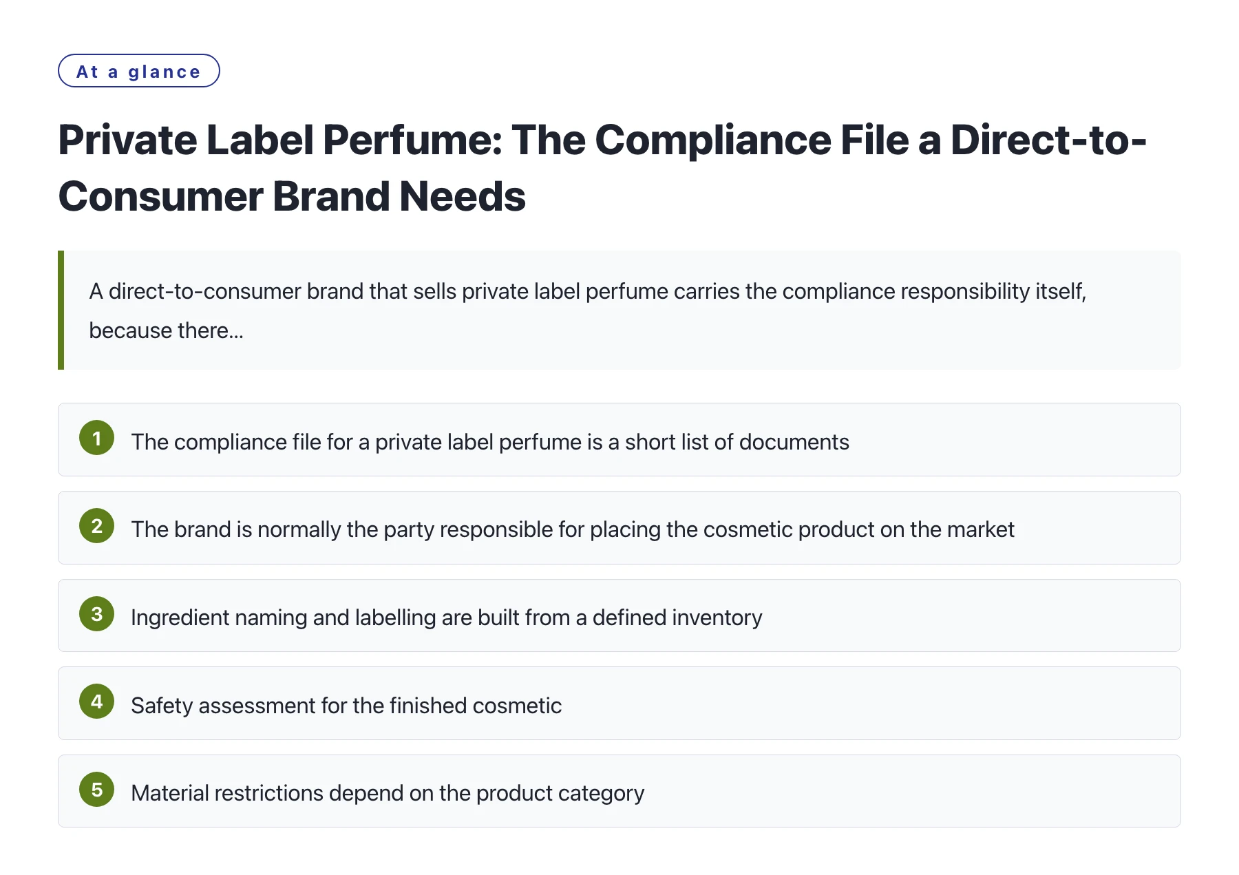 Private Label Perfume: The Compliance File a Direct-to-Consumer Brand Needs——全文要点速览